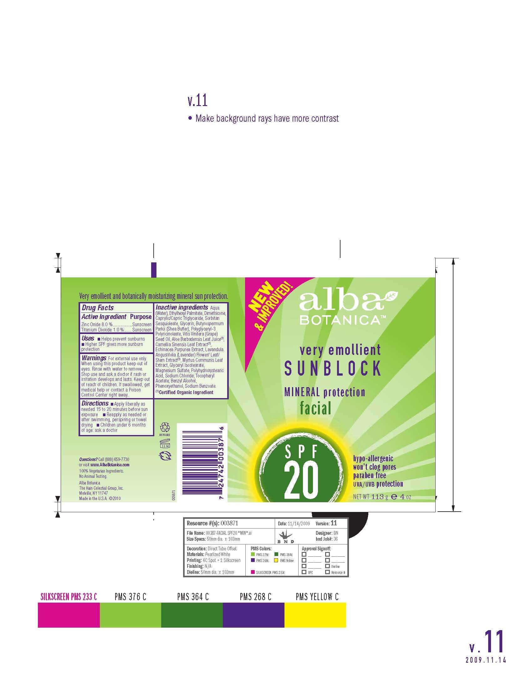 Alba Sunblock Facial SPF 20